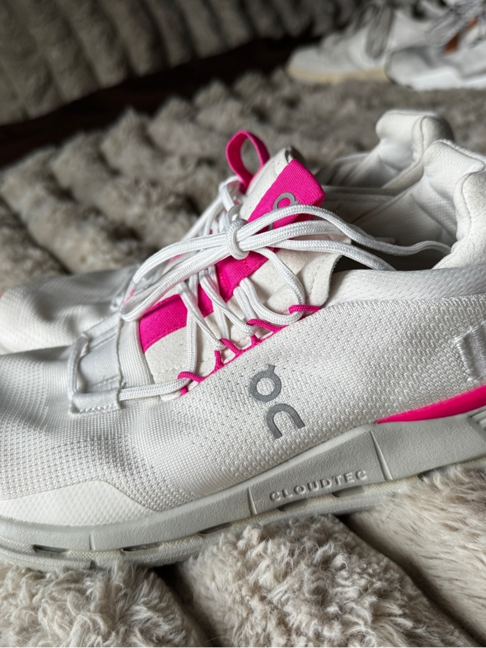 On Running Women's White and Hot Pink Cloudtec Sneakers